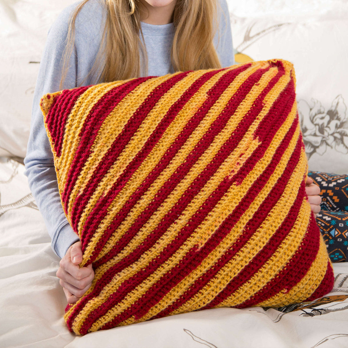 Crochet Pillow made in Red Heart Team Spirit Yarn