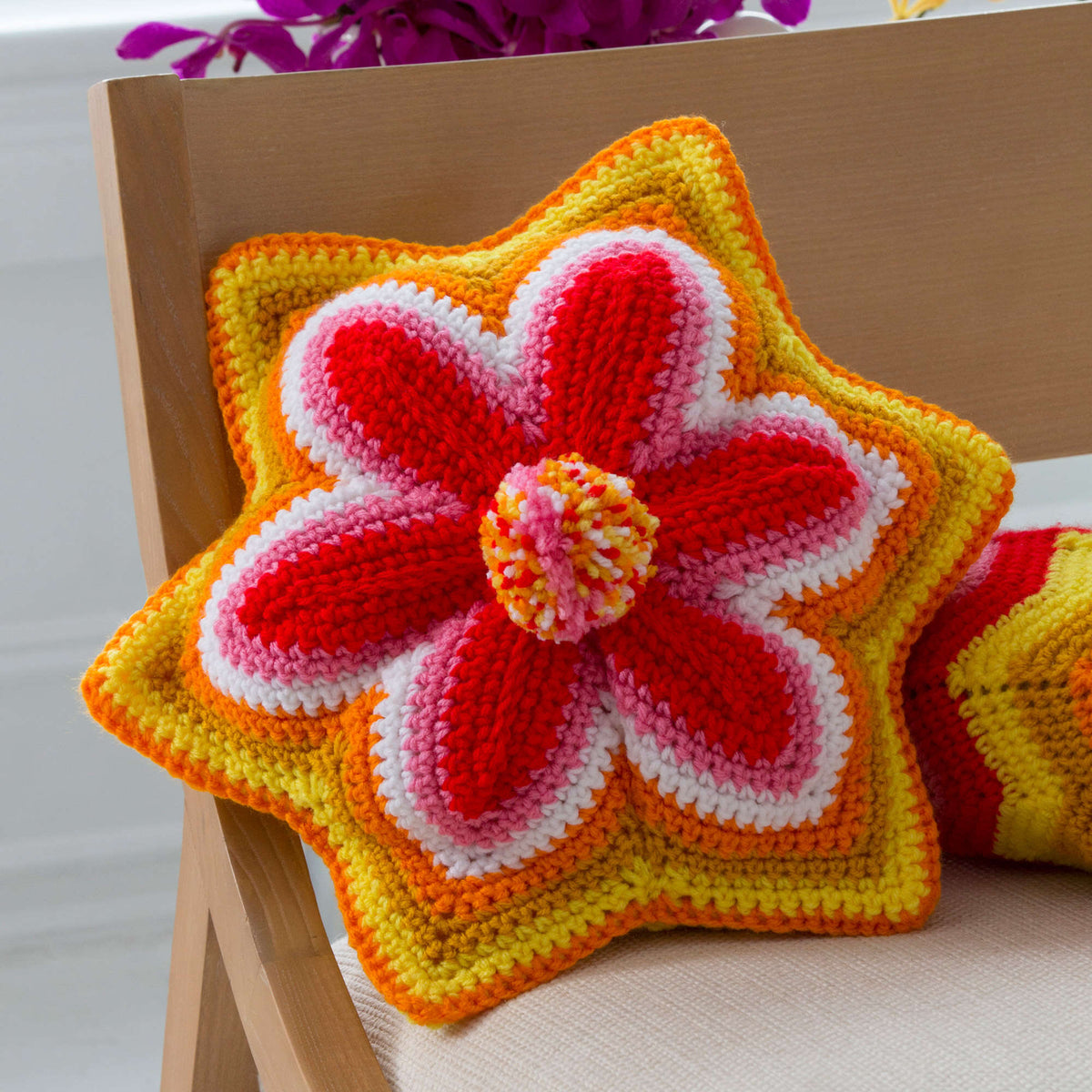 Crochet Pillow made in Red Heart Super Saver Yarn