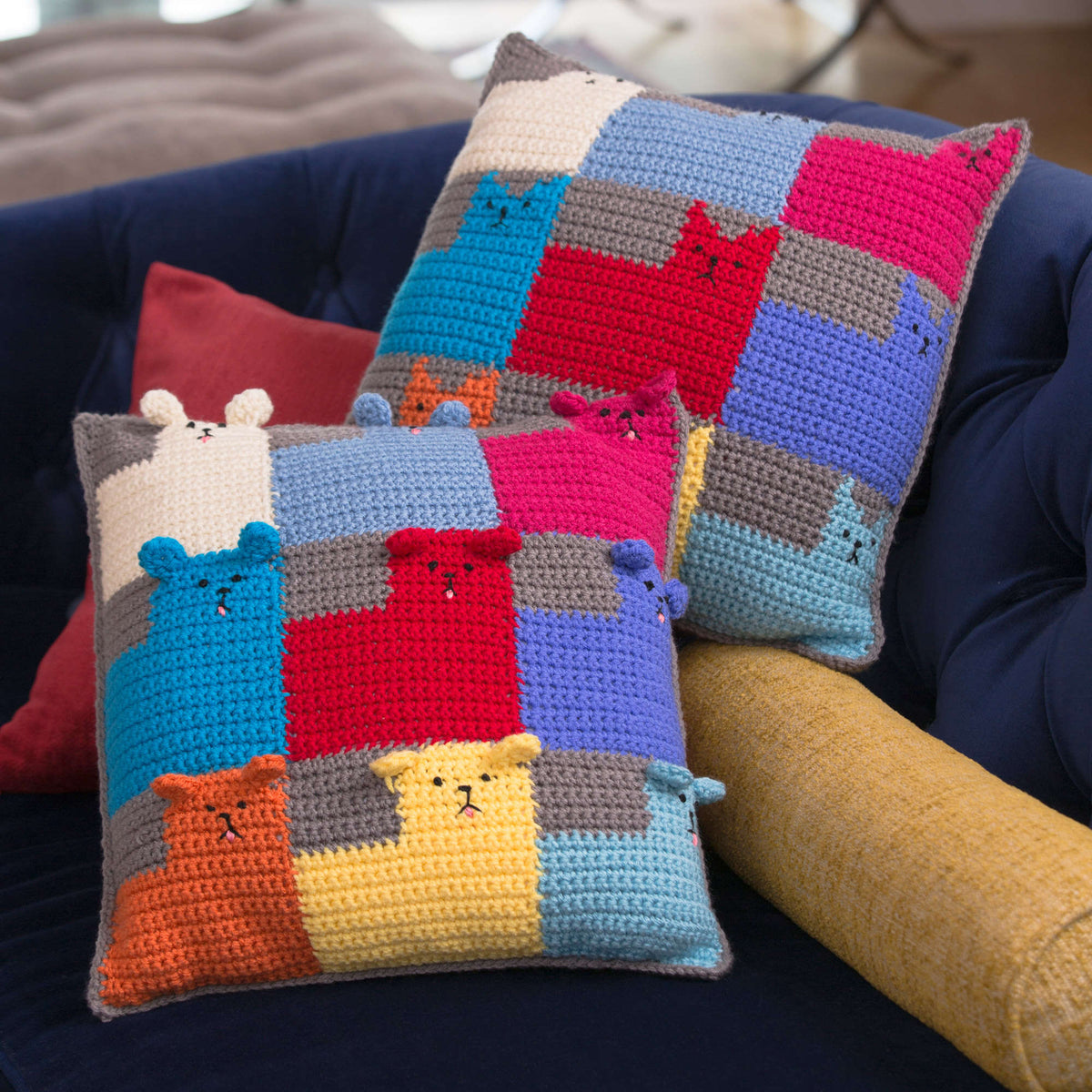 Crochet Pillow made in Red Heart With Love Yarn