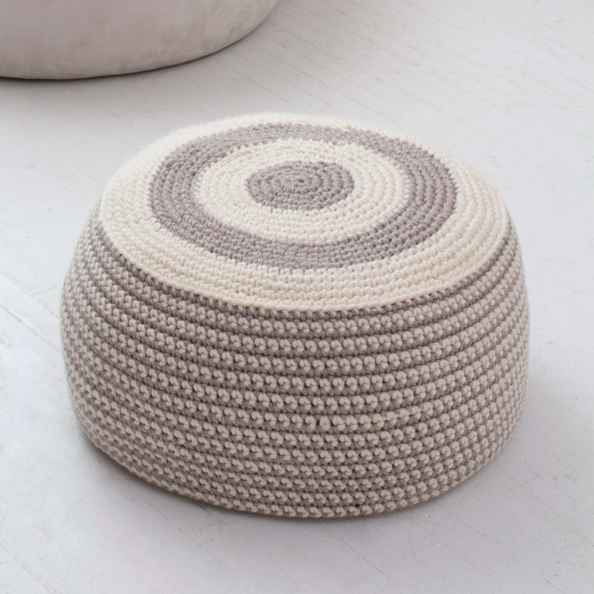 Crochet Pouf made in Red Heart Grande Yarn