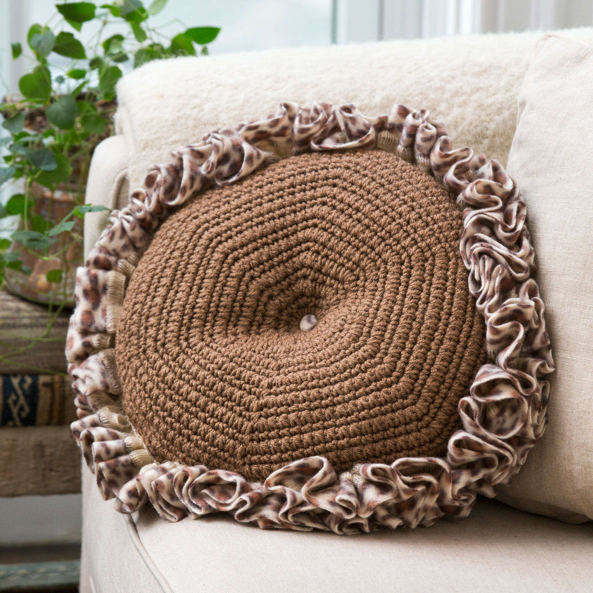 Crochet Pillow made in Red Heart Super Saver Yarn