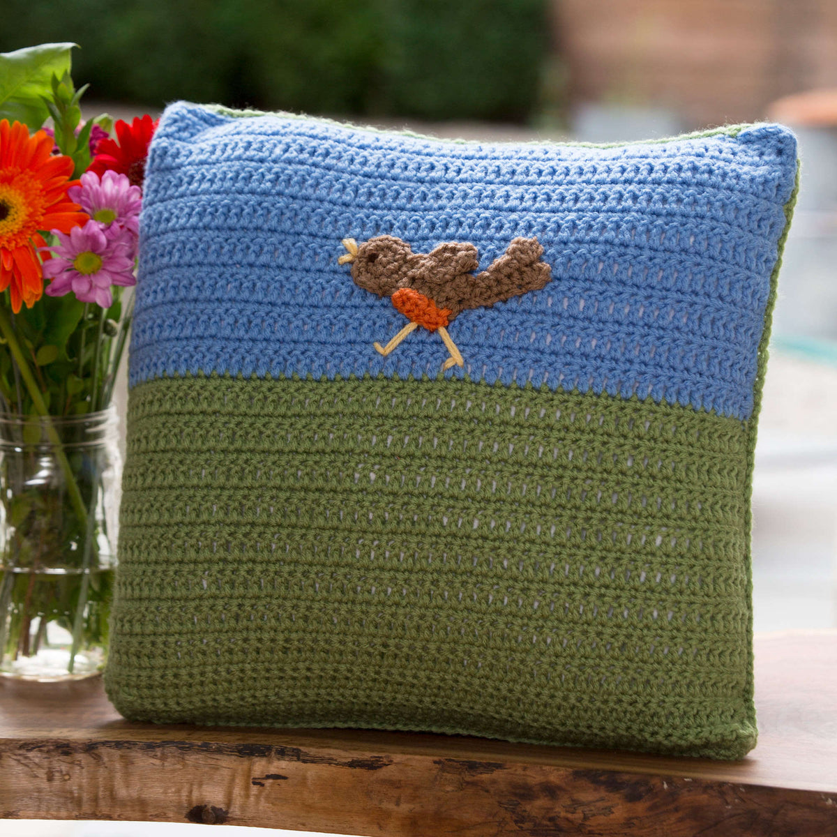 Crochet Pillow made in Red Heart Super Saver Yarn