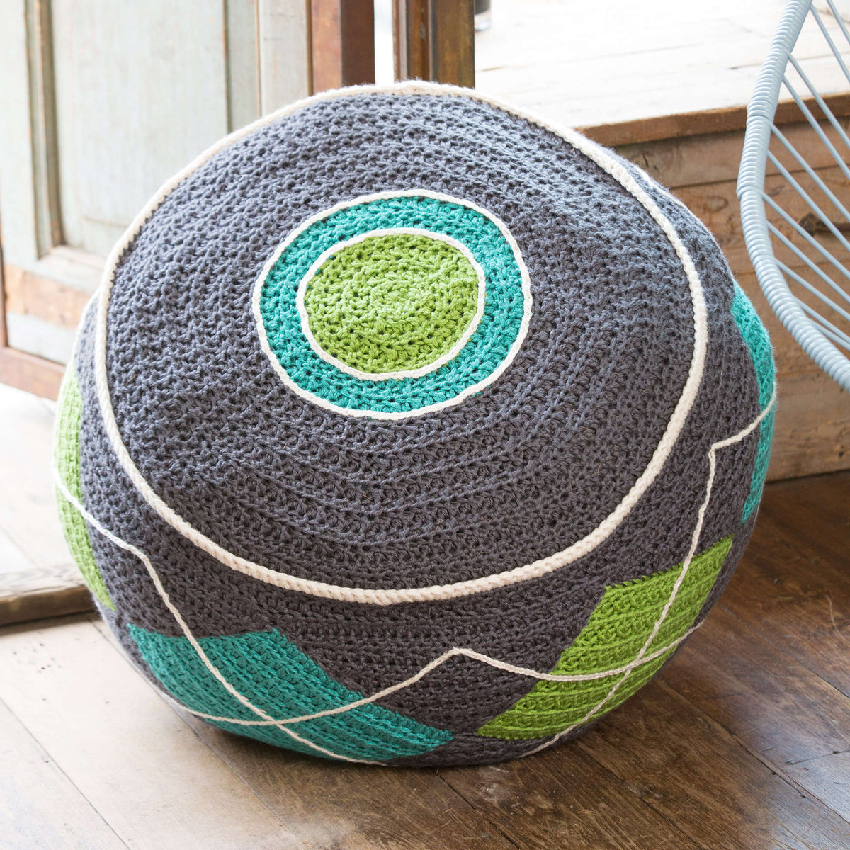 Crochet Ottoman made in Red Heart Soft Yarn