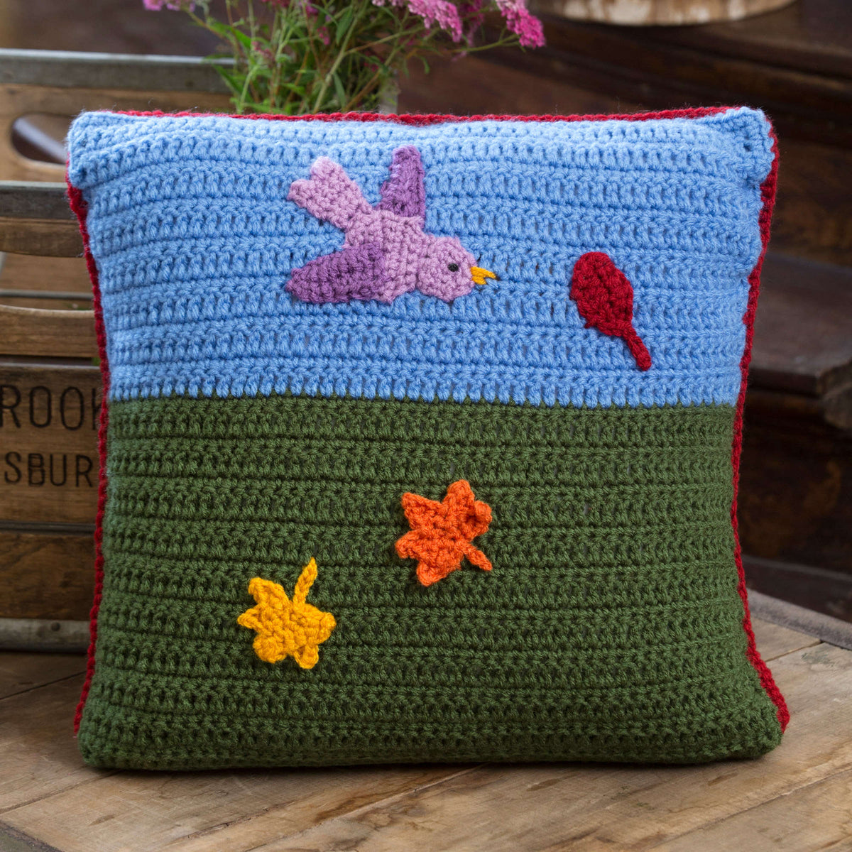 Crochet Pillow made in Red Heart Super Saver Yarn