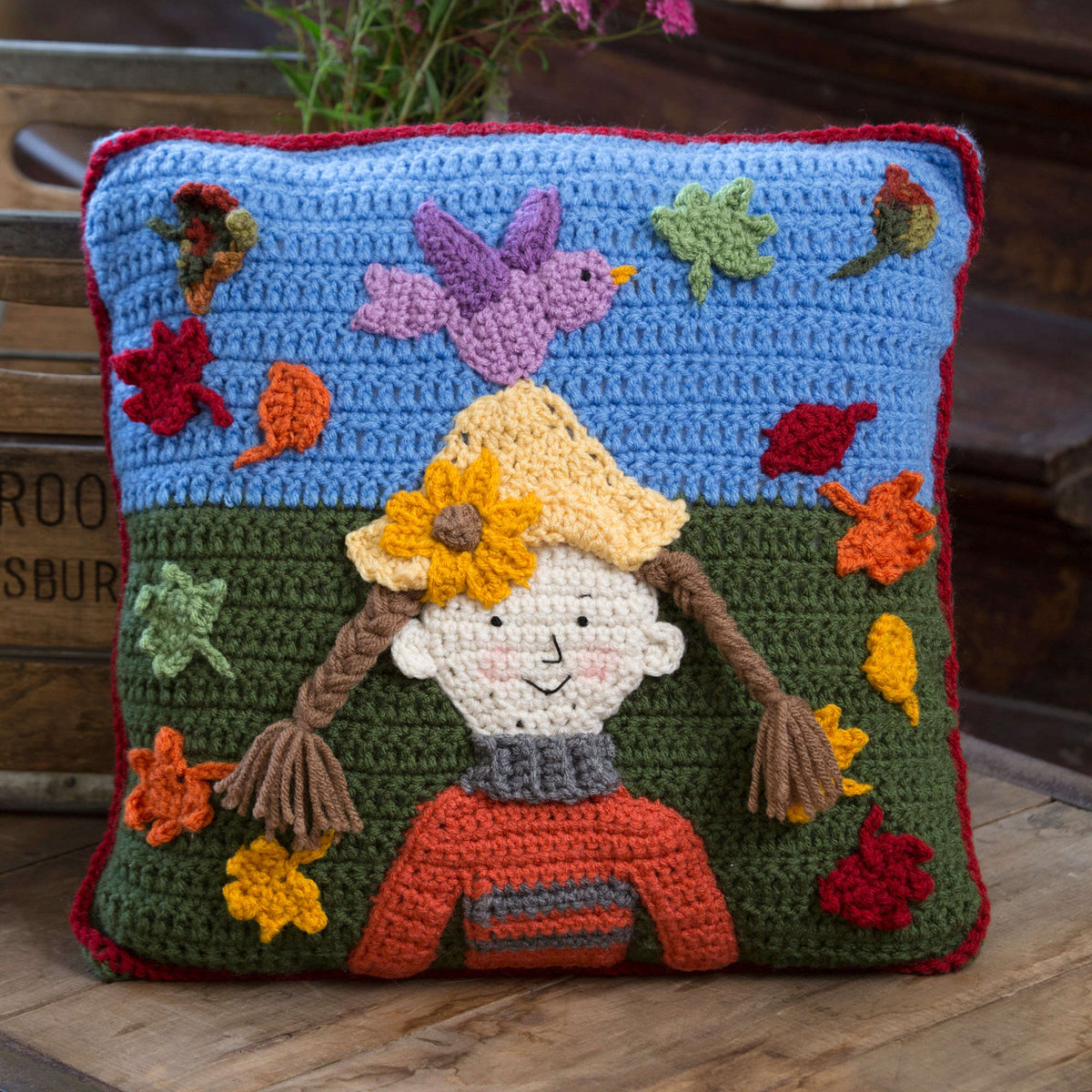 Crochet Pillow made in Red Heart Super Saver Yarn