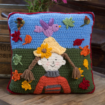 Red Heart Crochet Falling Leaves Pillow Crochet Pillow made in Red Heart Super Saver Yarn