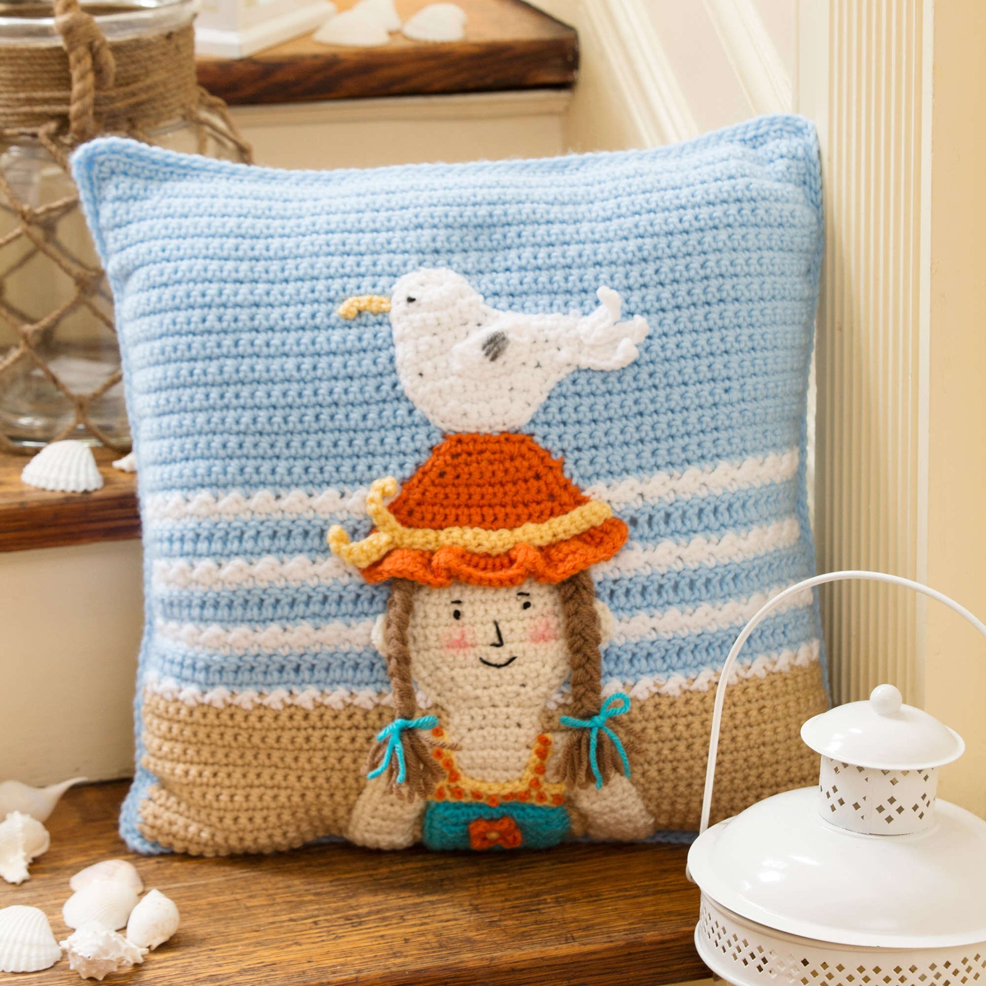Free Red Heart By The Sea Pillow Crochet Pattern