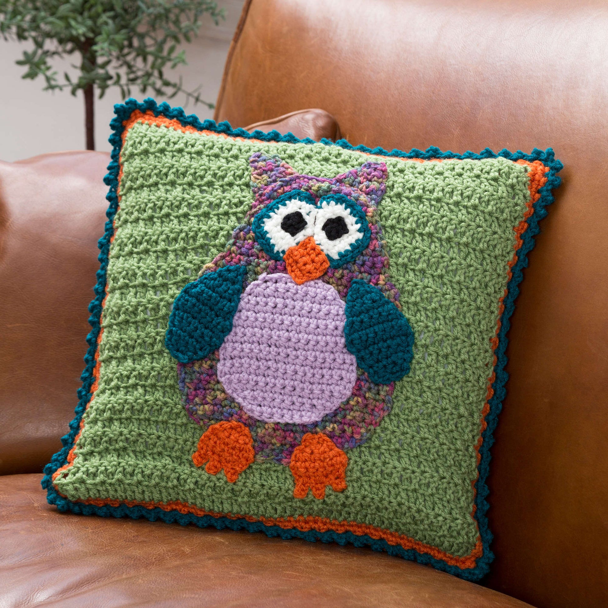 Free Red Heart Crochet Whimsical Owl Pillow Pattern