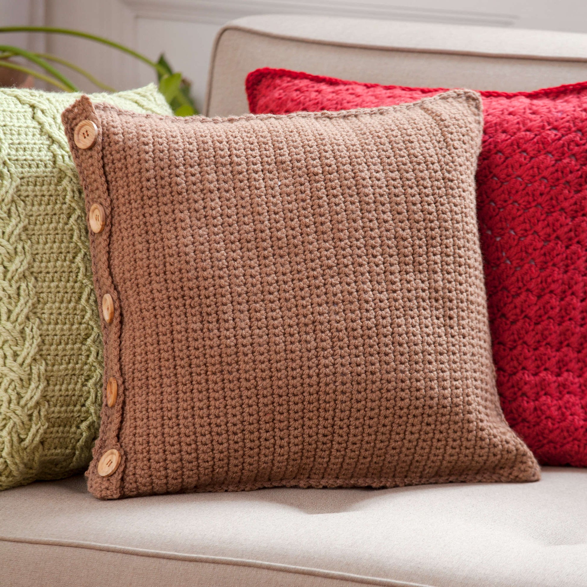 Free Red Heart Crochet Textured Pillow Trio Pattern