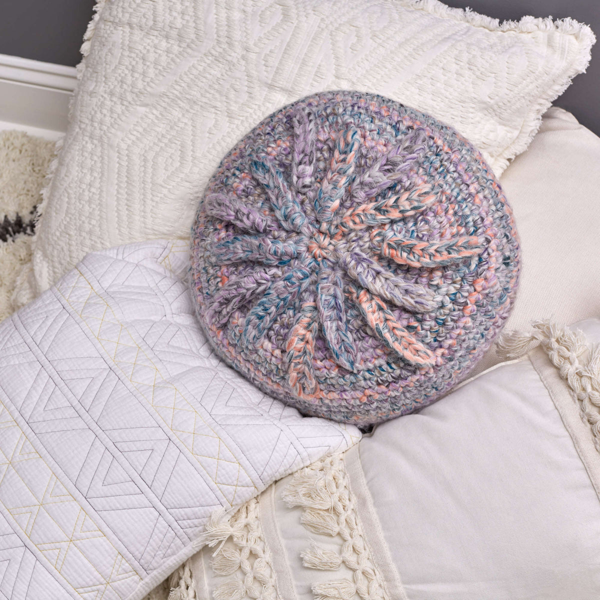Crochet Pillow made in Red Heart Collage Yarn