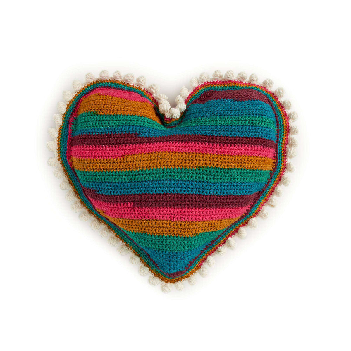 Free Easy Red Heart Hearts of Pom Pillow Crochet Pattern | Yarnspirations