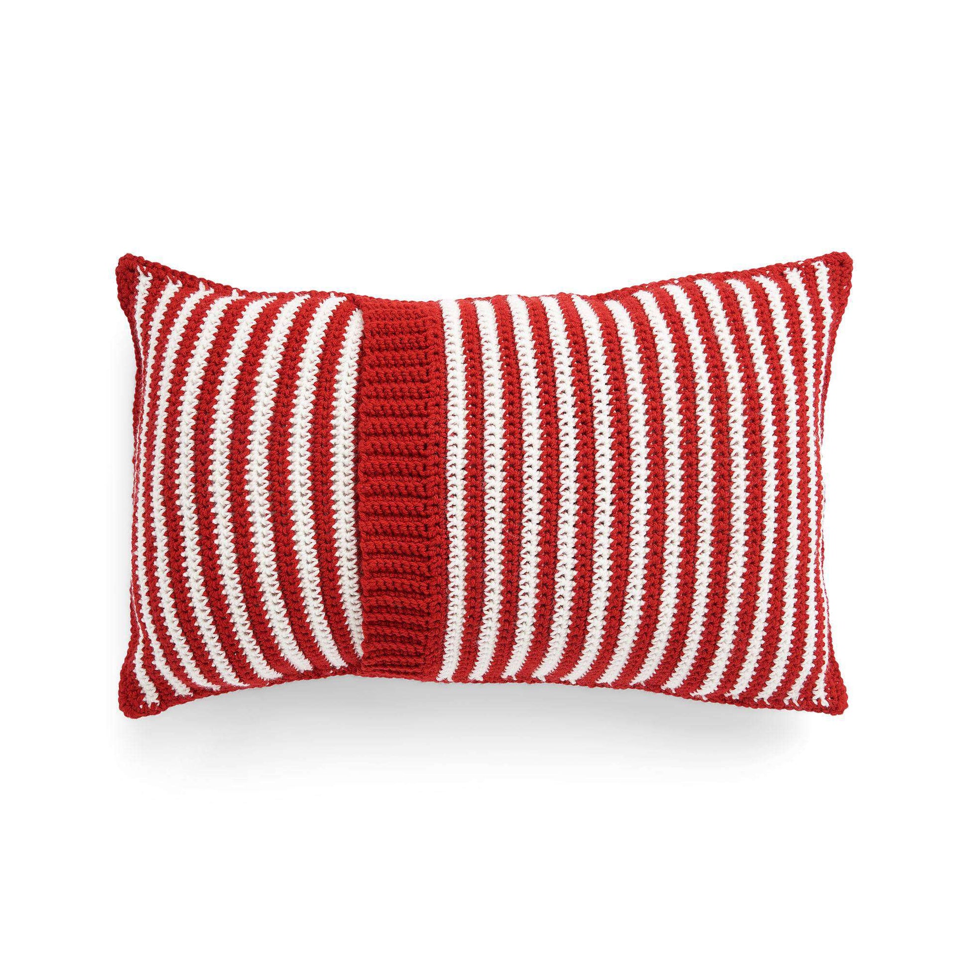 Free Red Heart Stripes & Snowflakes Mosaic Crochet Pillow Pattern