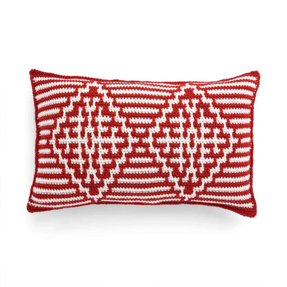 Red Heart Stripes & Snowflakes Mosaic Crochet Pillow Single Size