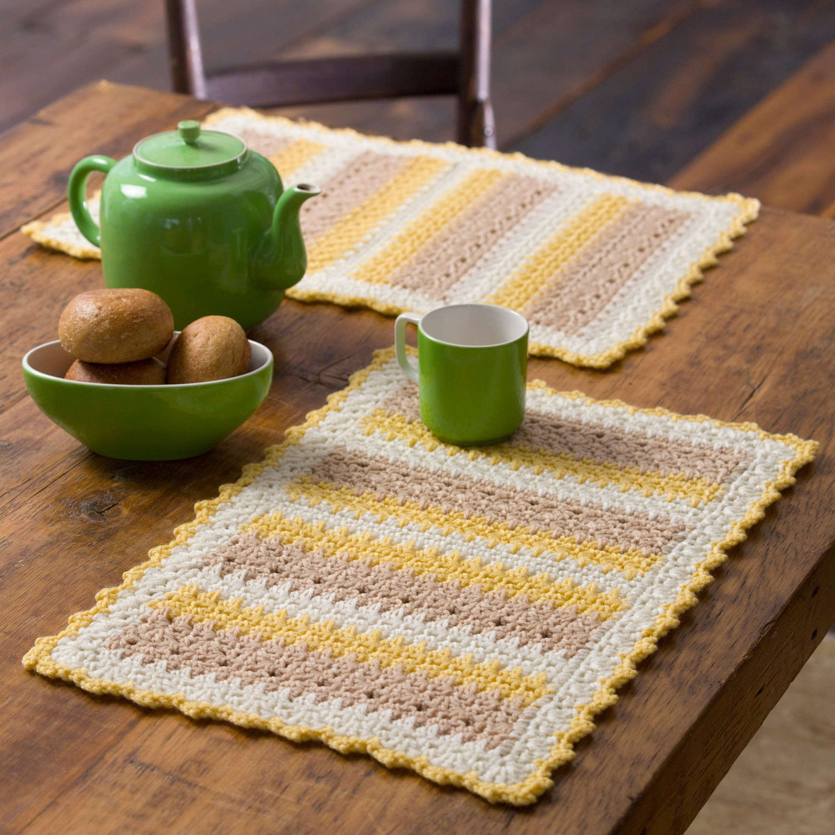 crochet dressing table mats Simple, Modern Striped Crochet Table Mat