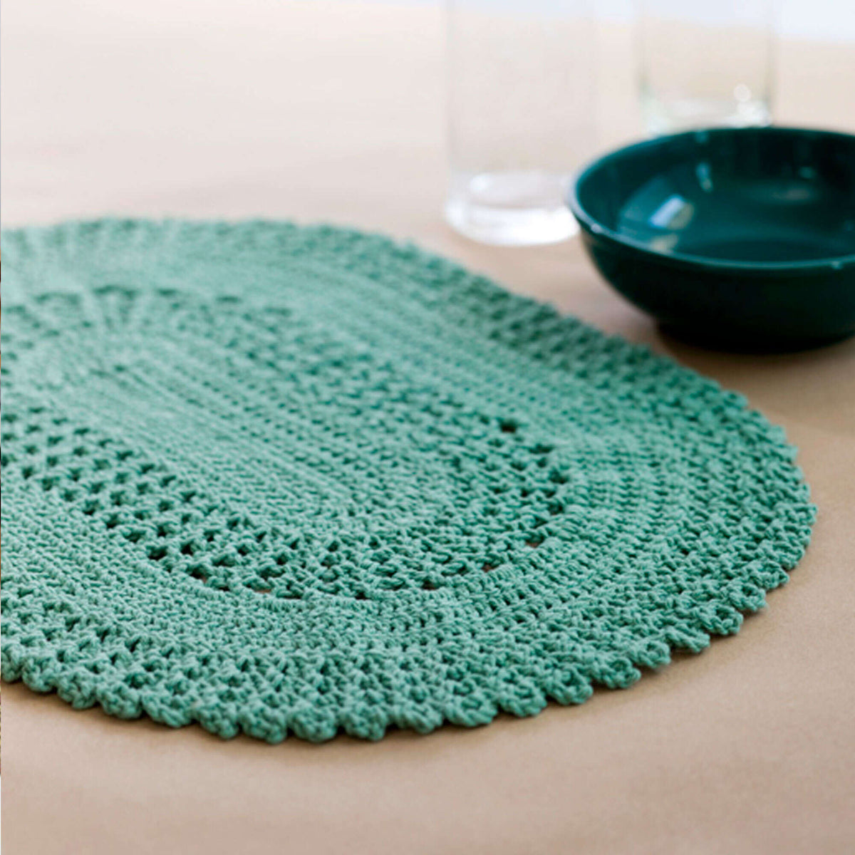 Crochet Placemat made in Red Heart Crème de la Crème Yarn
