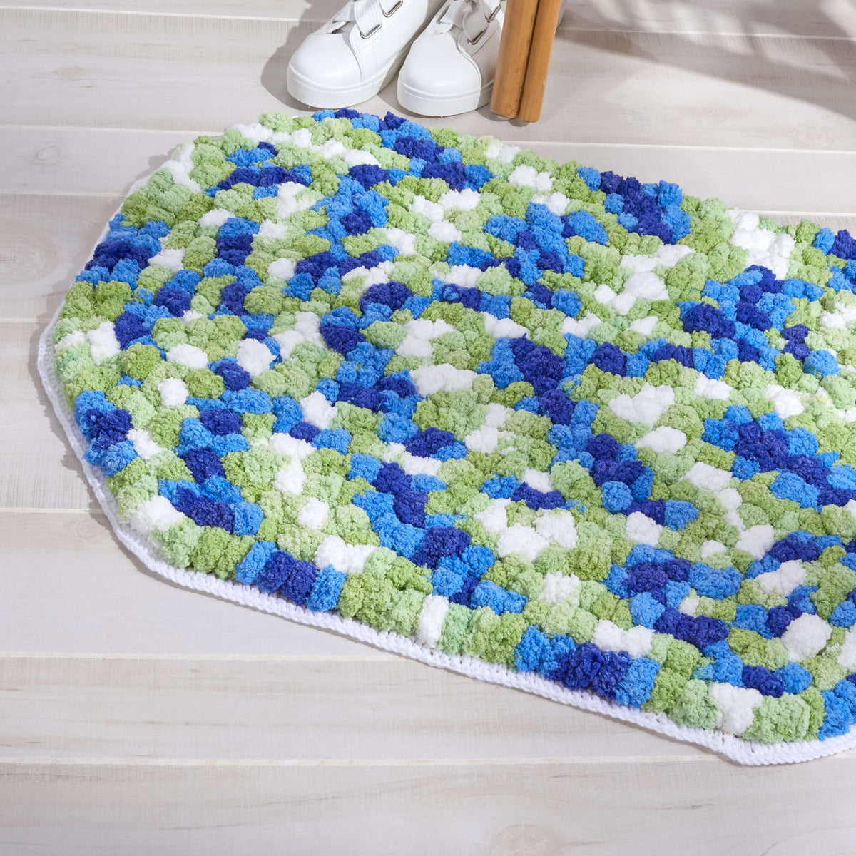 Crochet Rug made in Red Heart Pomp-a-Doodle Yarn