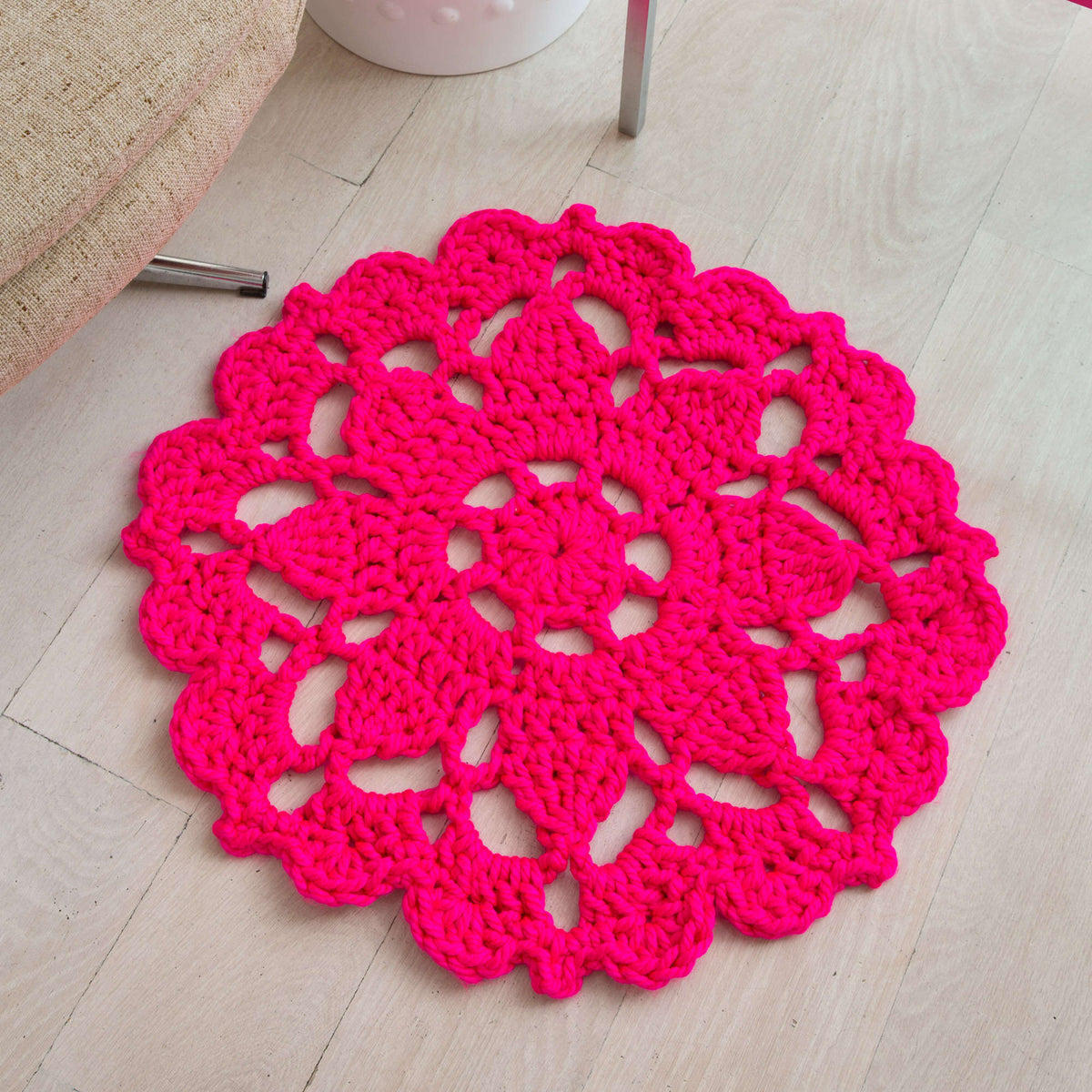 Red Heart Rug Patterns Free Easy Red Heart Pretty In Pink Rug Crochet Pattern | Yarnspirations