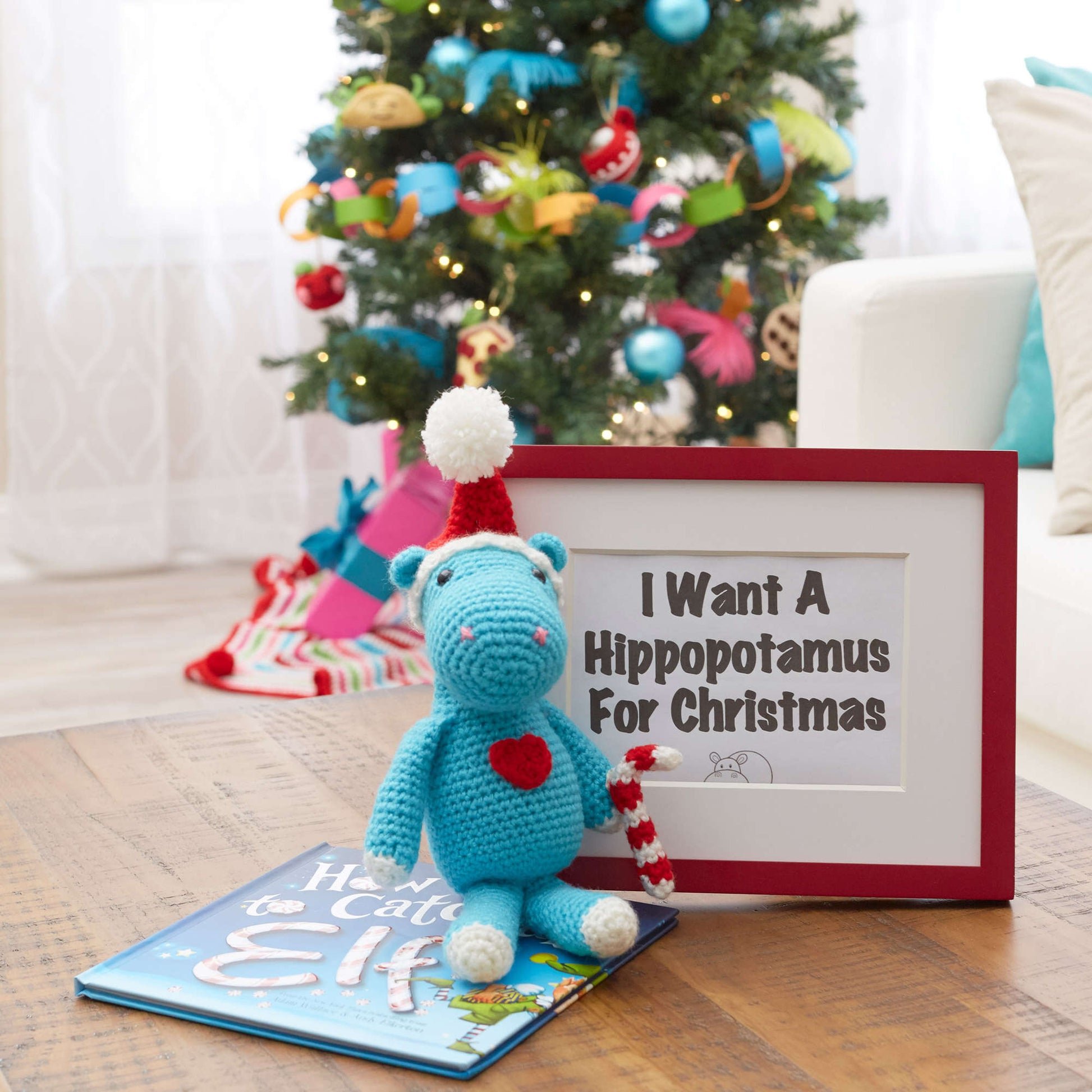 Free Red Heart Crochet I Want A Hippopotamus For Christmas Pattern