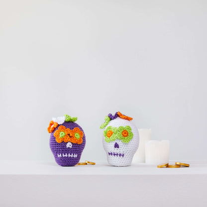 Red Heart Sweet Crochet Sugar Skulls Crochet Toy made in Red Heart Yarn