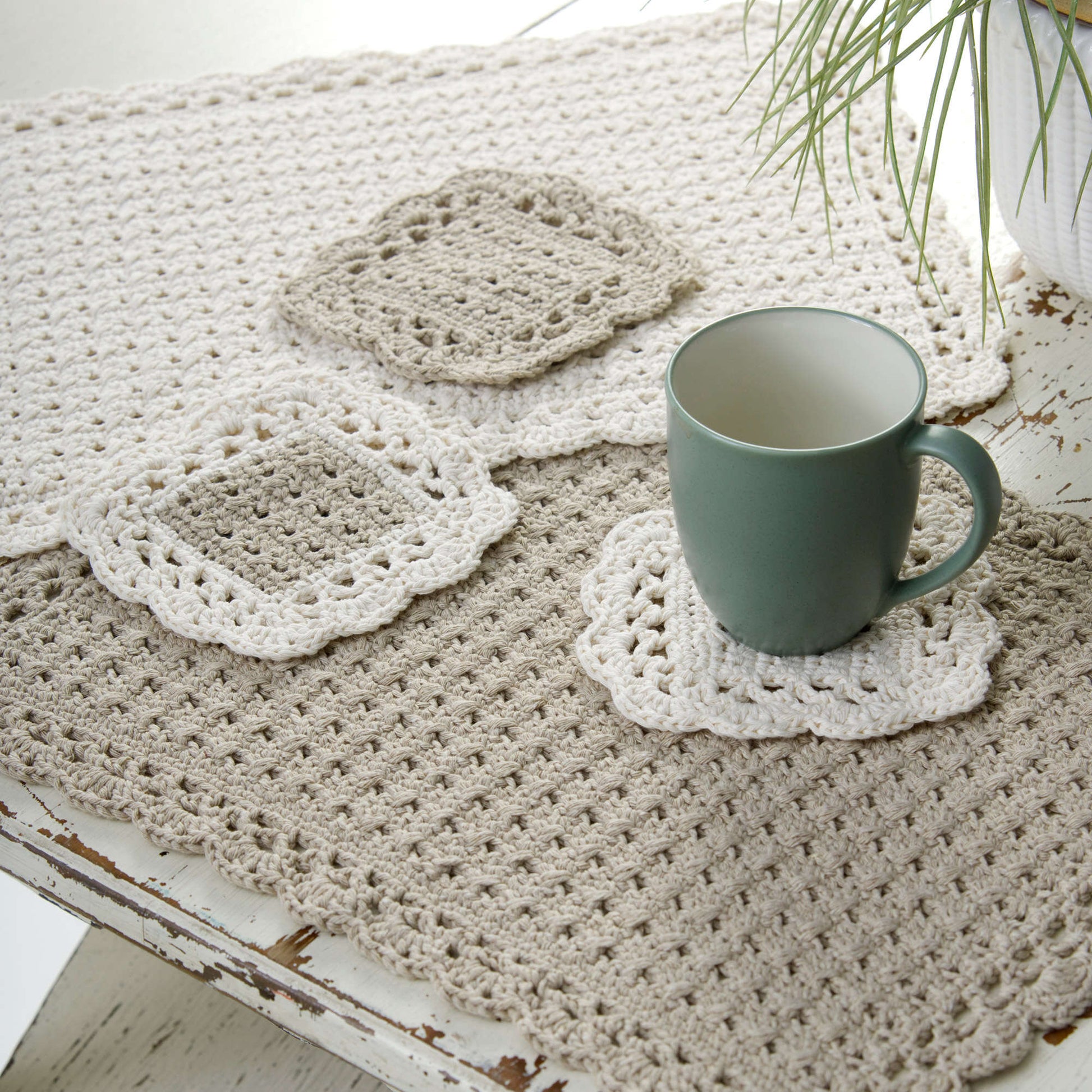Free Red Heart Crochet Options Placemat & Coaster Pattern