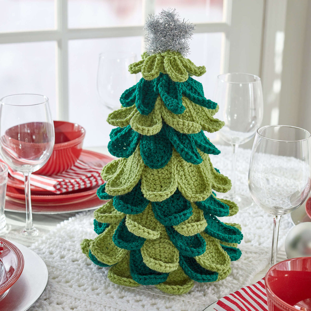 Crochet Runner made in Red Heart With Love Metallic Yarn