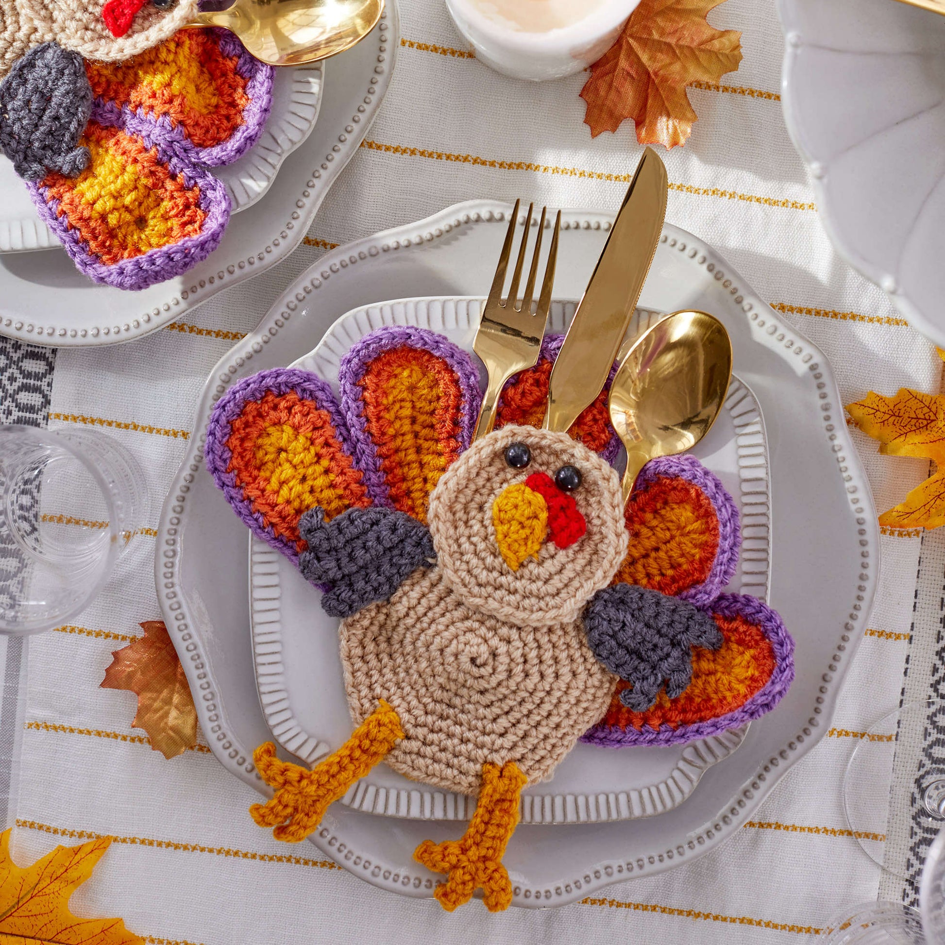 Free Red Heart Let's Talk Turkey Silverware Holder Crochet Pattern
