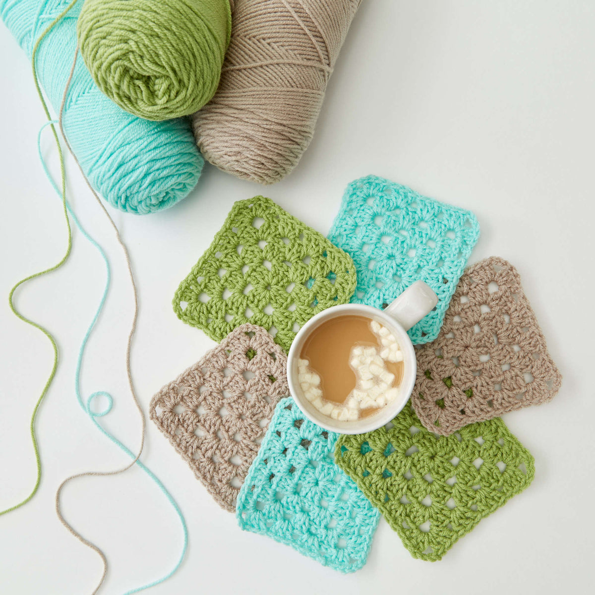 Crochet Coaster made in Red Heart Super Saver Yarn