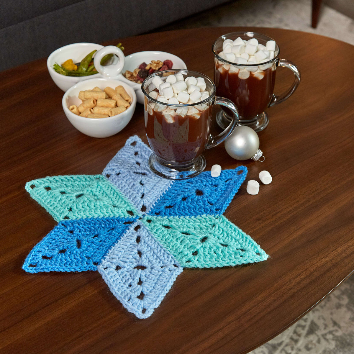 Crochet Mat made in Red Heart Super Saver Yarn