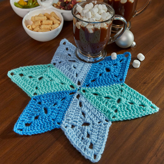 Red Crochet Heart Star Table Mat