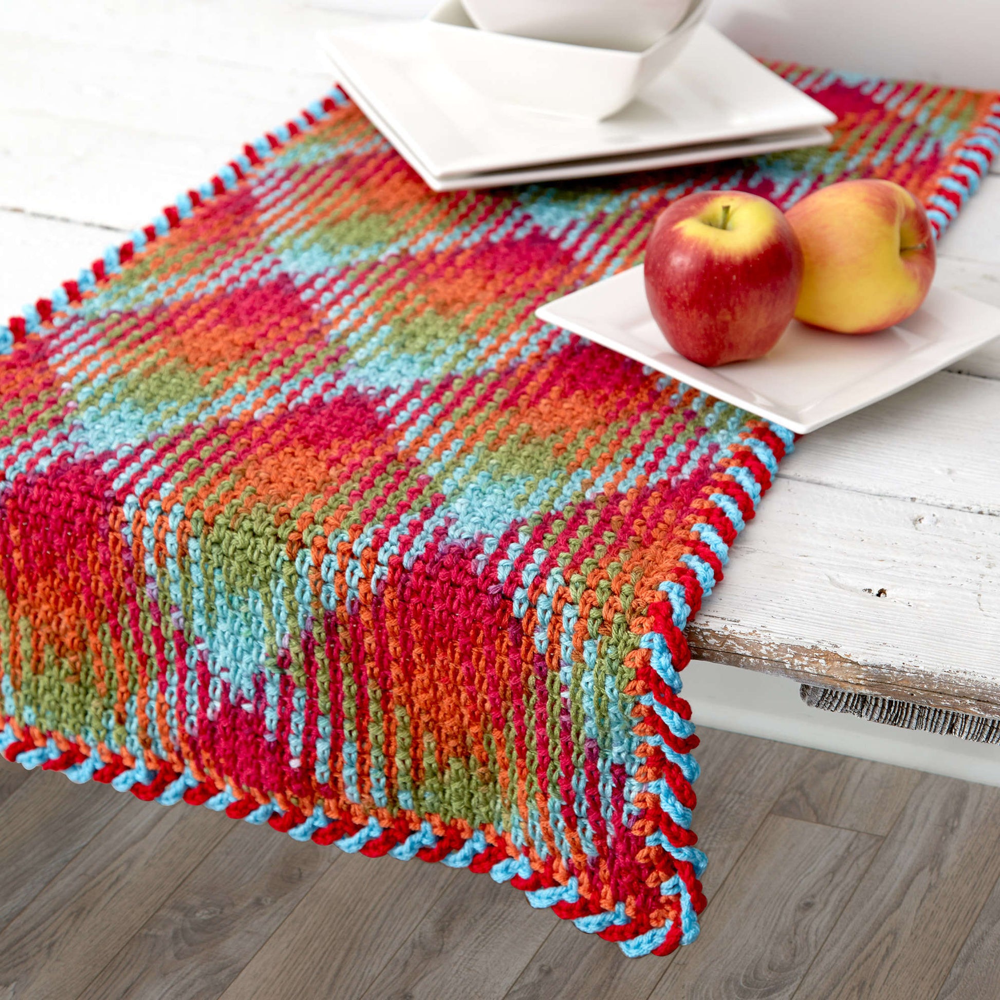 Free Red Heart Planned Pooling Argyle Table Runner Crochet Pattern