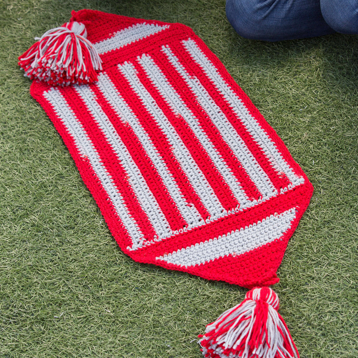 Crochet Runner made in Red Heart Team Spirit Yarn