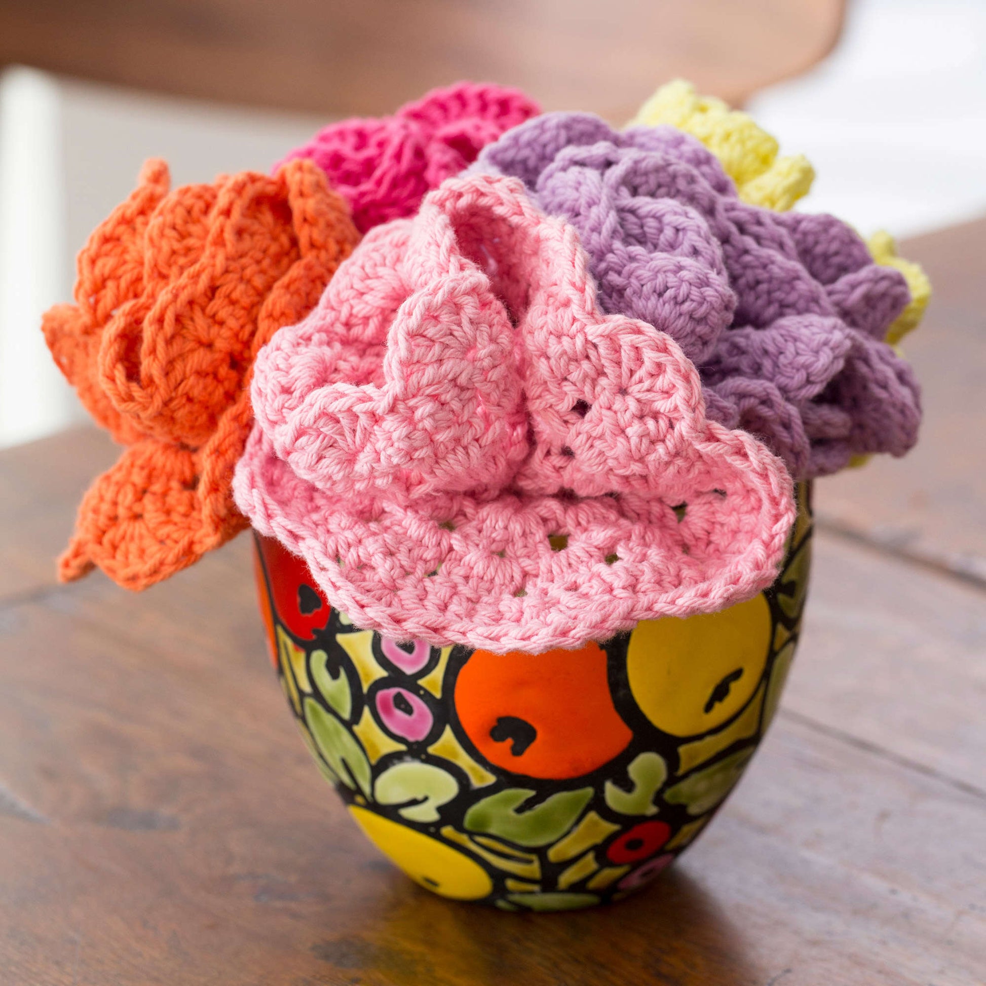Free Red Heart Crochet Dishcloths Bouquet Pattern