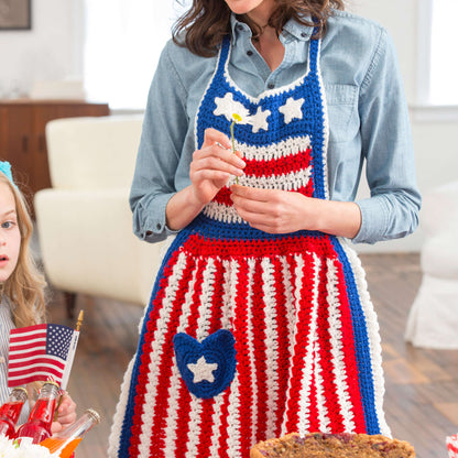 Red Heart Crochet Betsy Ross Patriotic Apron Crochet Apron made in Red Heart Super Saver Yarn