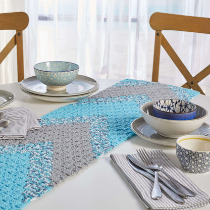 Red Heart Crochet Summer Chevron Table Runner Crochet Runner made in Red Heart Scrubby Smoothie Yarn