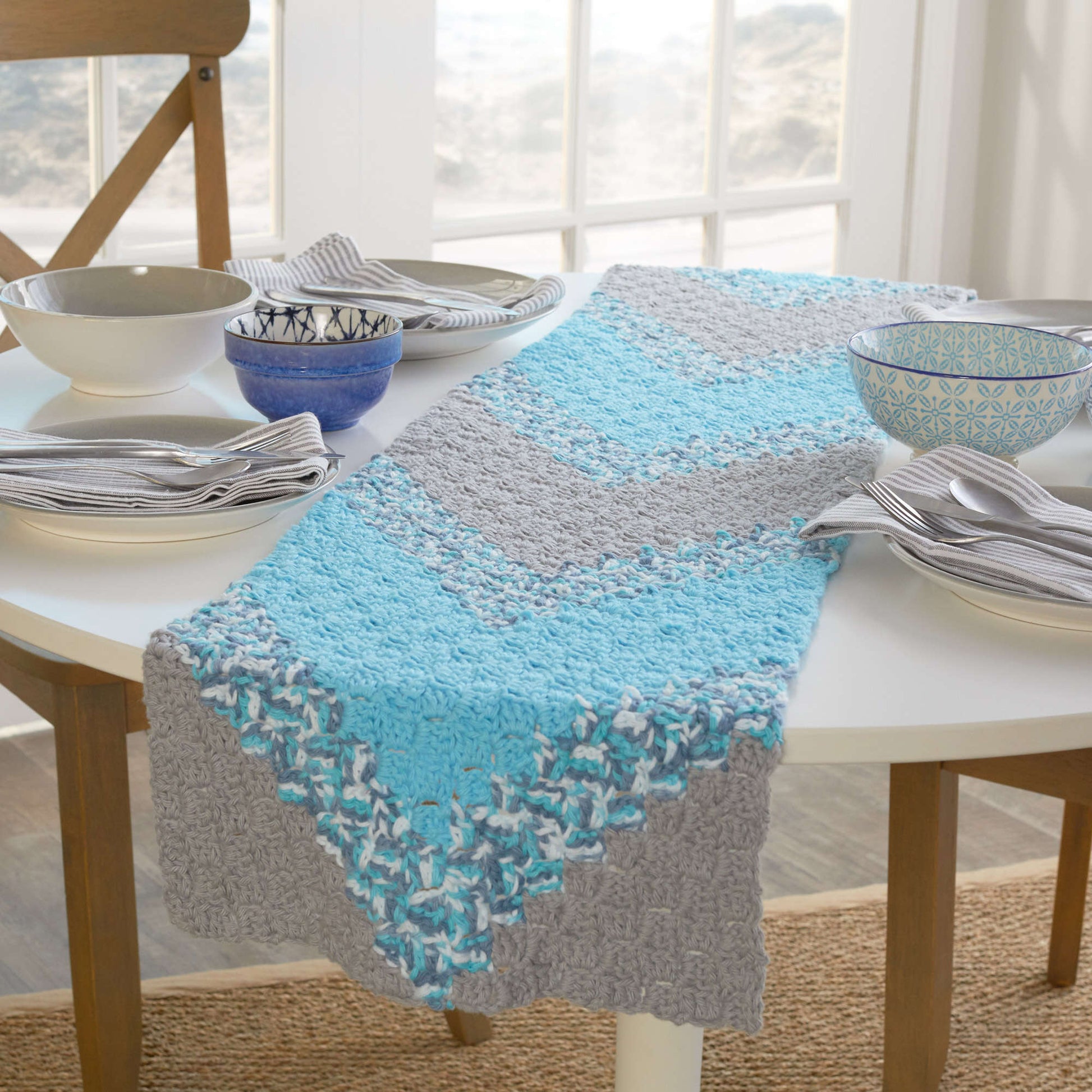 Free Red Heart Summer Chevron Table Runner Crochet Pattern | Yarnspirations for Free Printable Crochet Table Runner Patterns