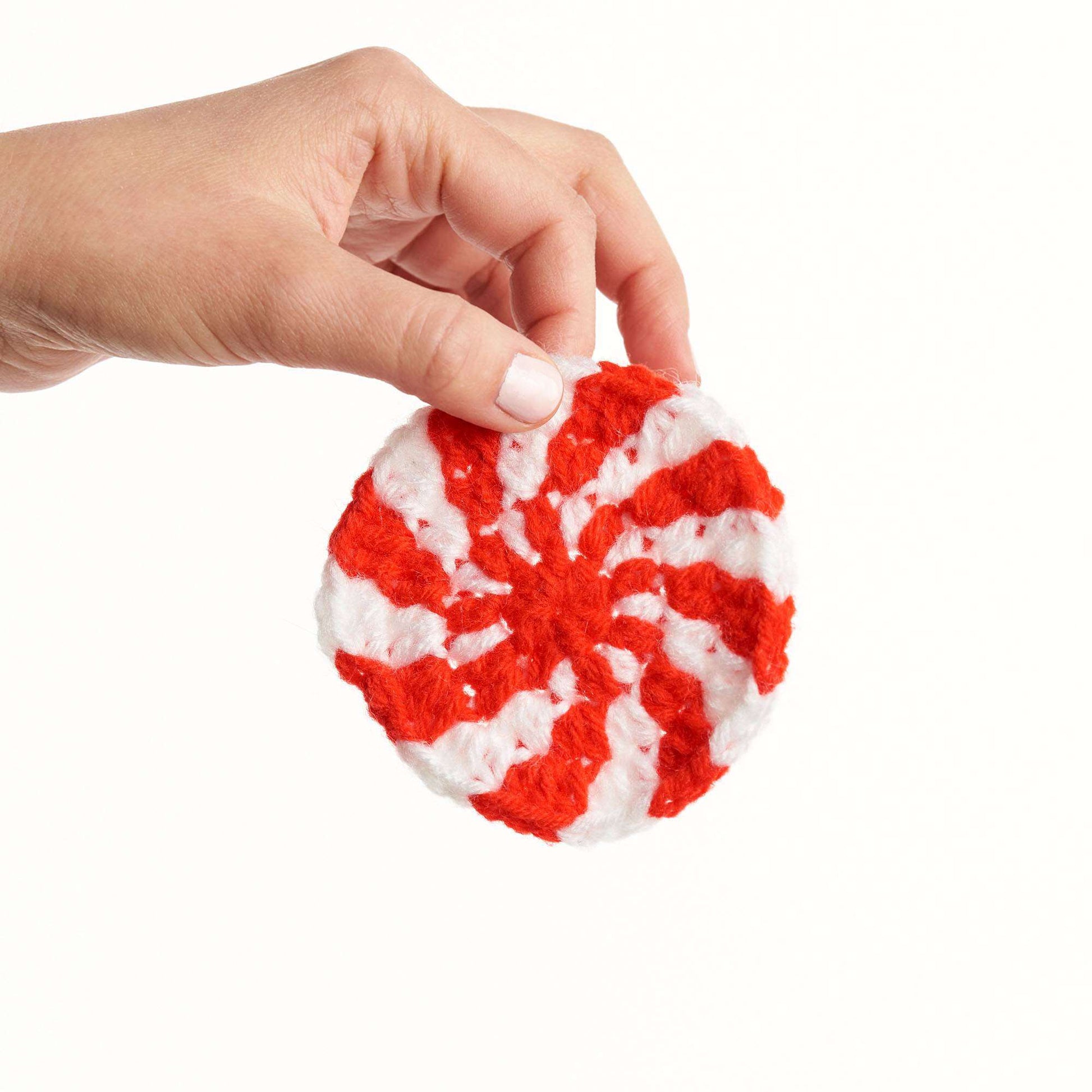 Free Red Heart Crochet Peppermint Coasters Pattern