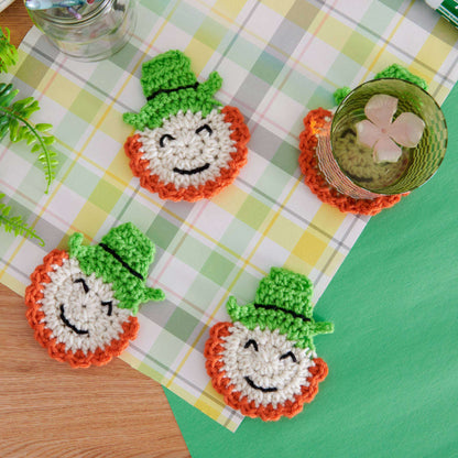 Red Heart Lucky Leprechaun Crochet Coasters Single Size