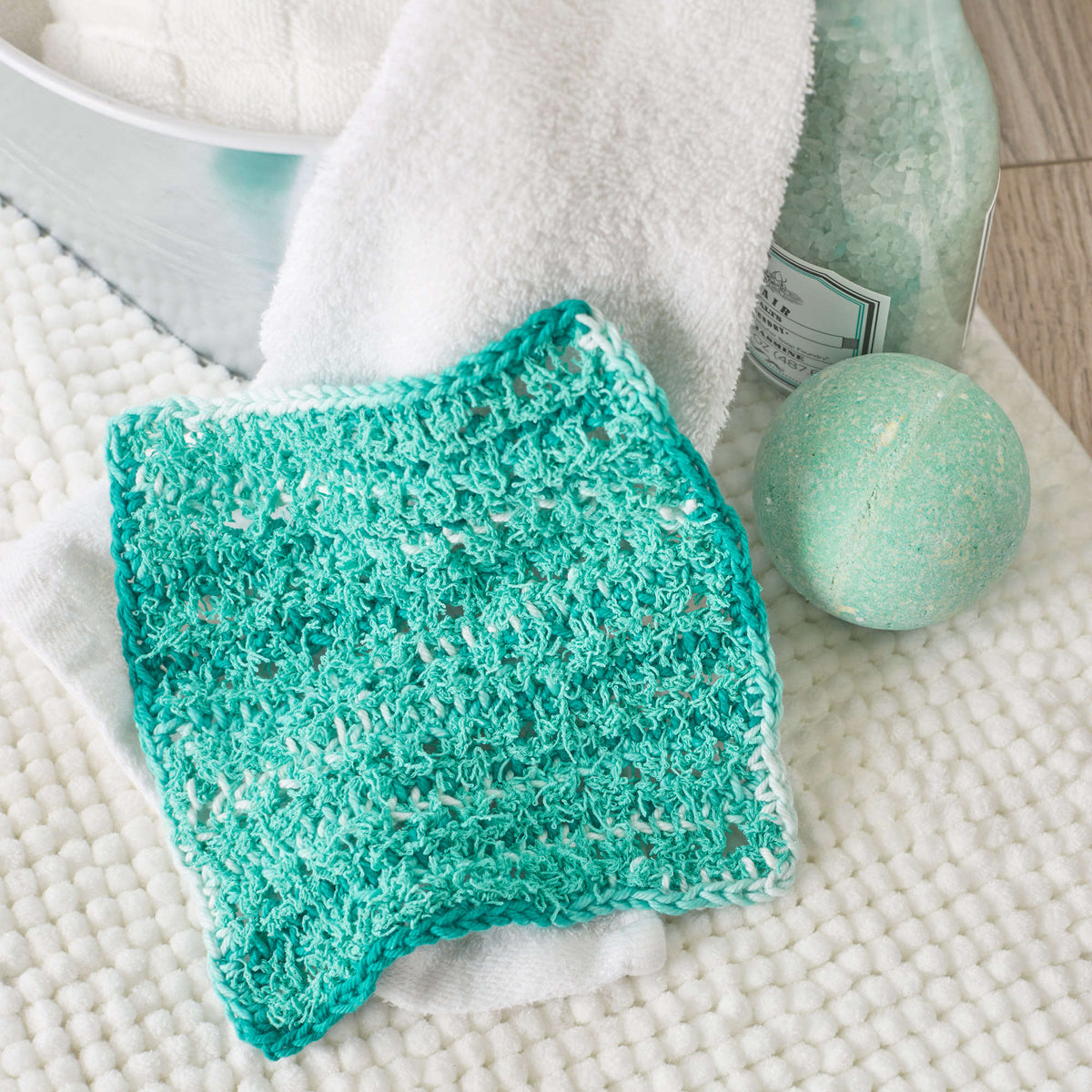 Crochet Scrubby made in Red Heart Crème de la Crème Yarn