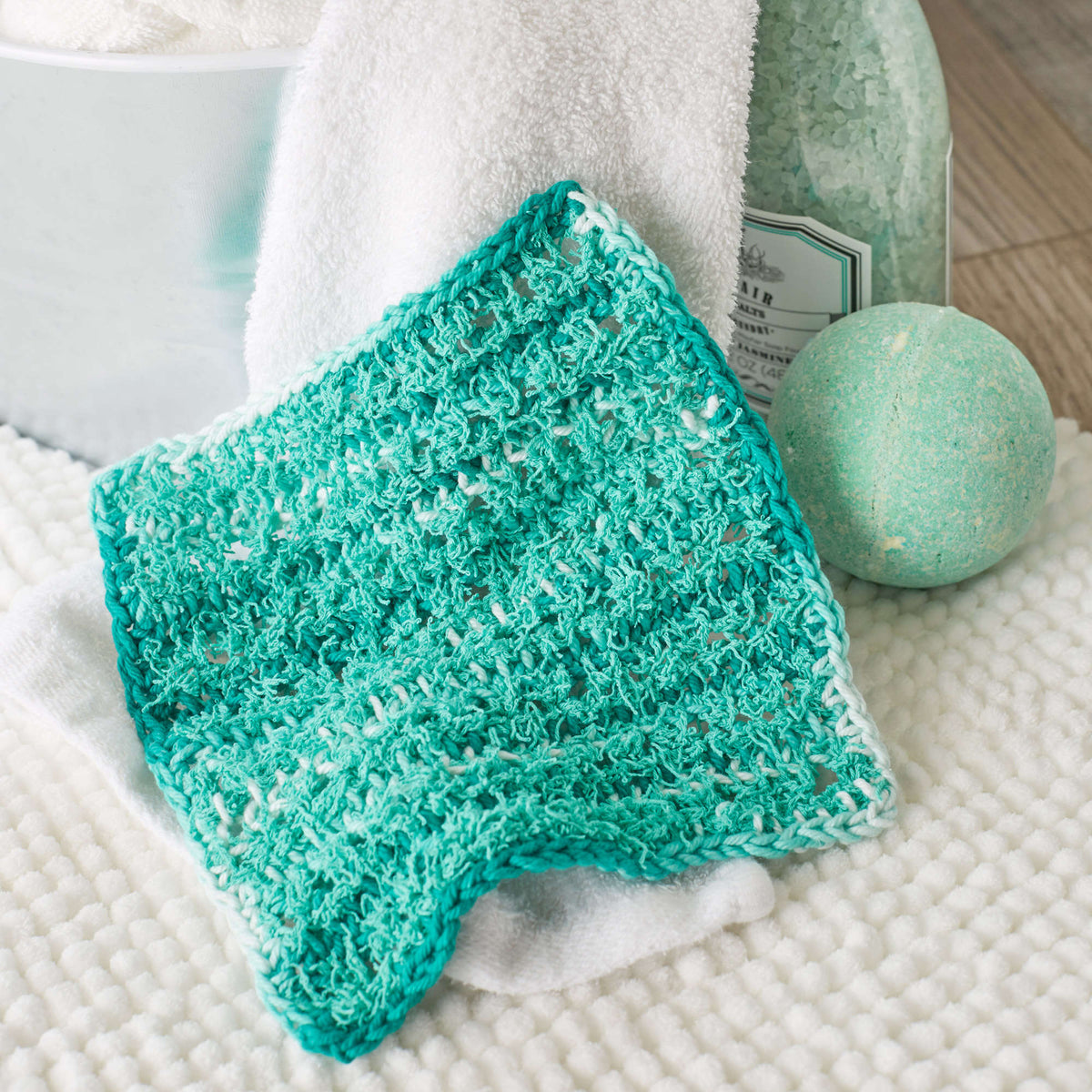 Crochet Scrubby made in Red Heart Crème de la Crème Yarn