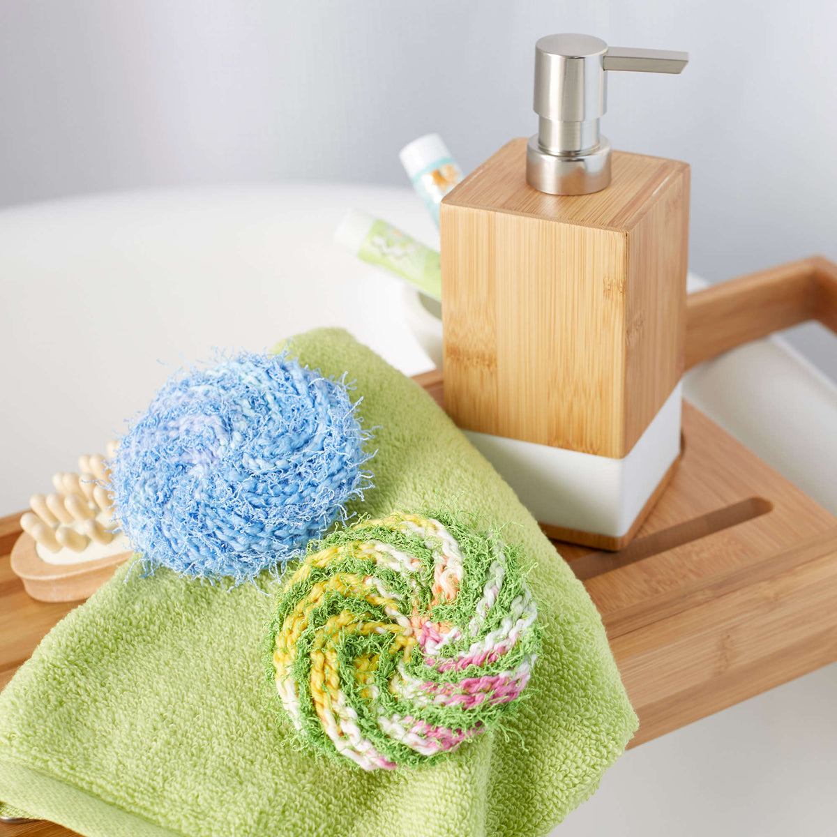 Crochet Scrubby made in Red Heart Crème de la Crème Yarn