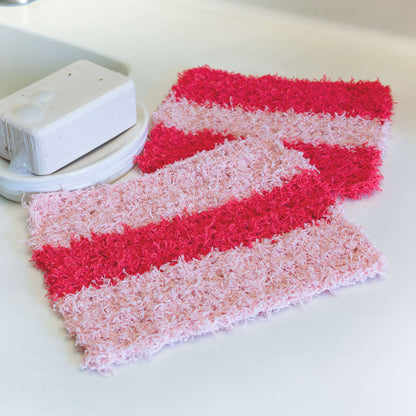 Red Heart Crochet Wide Stripes Wash Cloths Crochet Dishcloth made in Red Heart Scrubby Cotton Yarn
