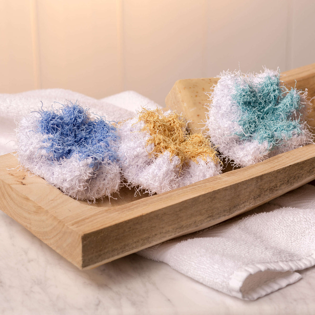 Crochet Pouf made in Red Heart Scrubby Yarn