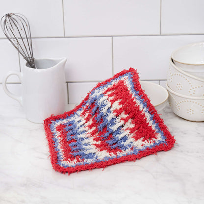 Red Heart Post Stitch Crochet Washcloth Crochet Dishcloth made in Red Heart Scrubby Cotton Yarn