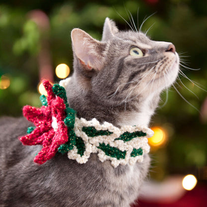 Red Heart Crochet Holiday Cat Collar Crochet Pet Collar made in Red Heart Holiday Yarn