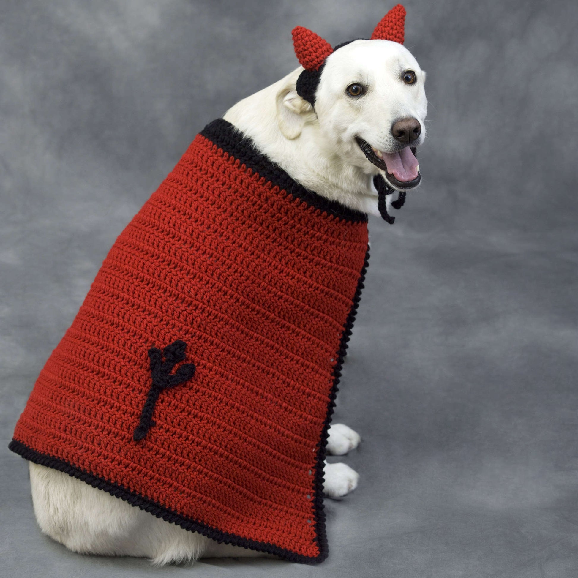 Free Red Heart Crochet Devil Dog Outfit Pattern