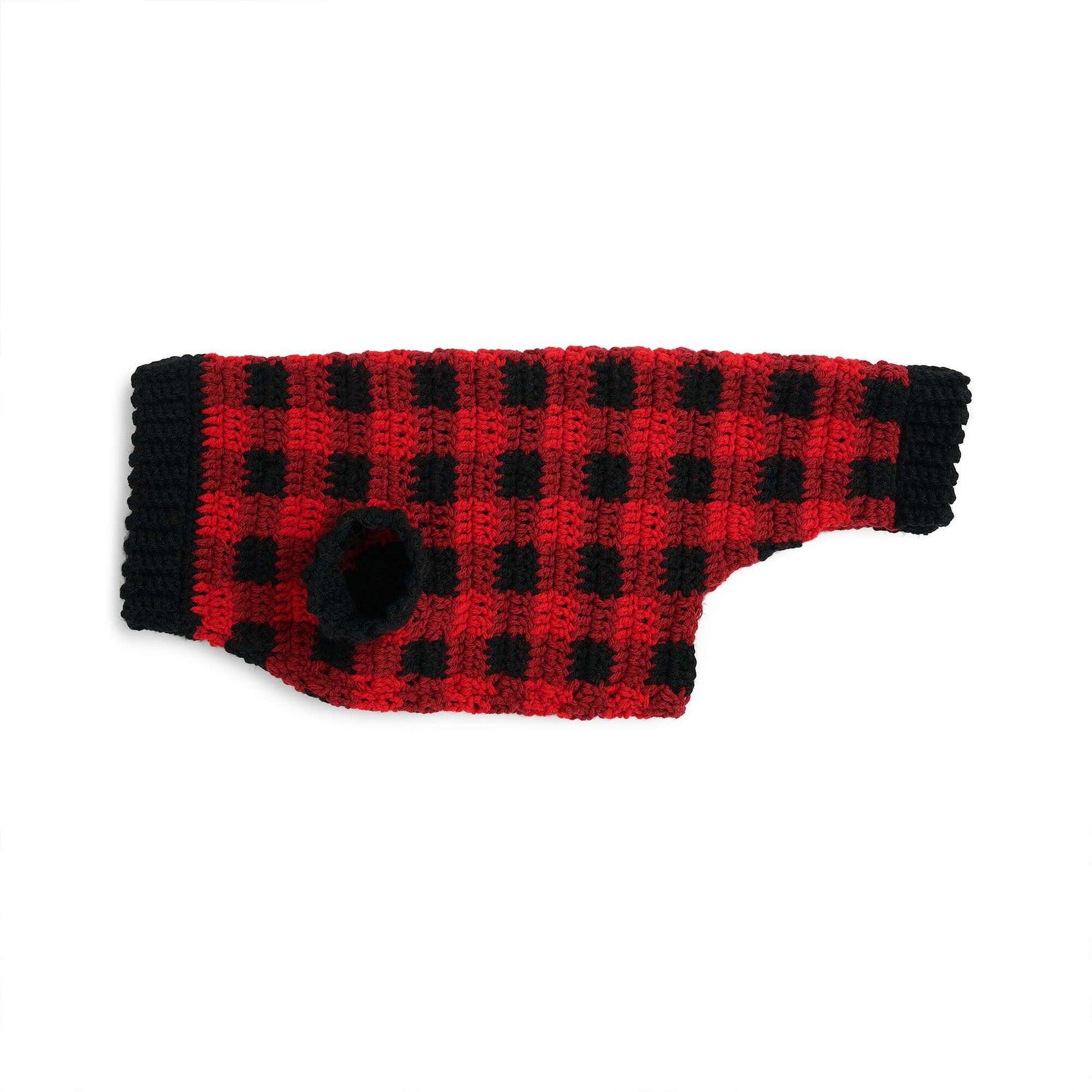 Free Red Heart Crochet Buffalo Plaid Dog Coat Pattern