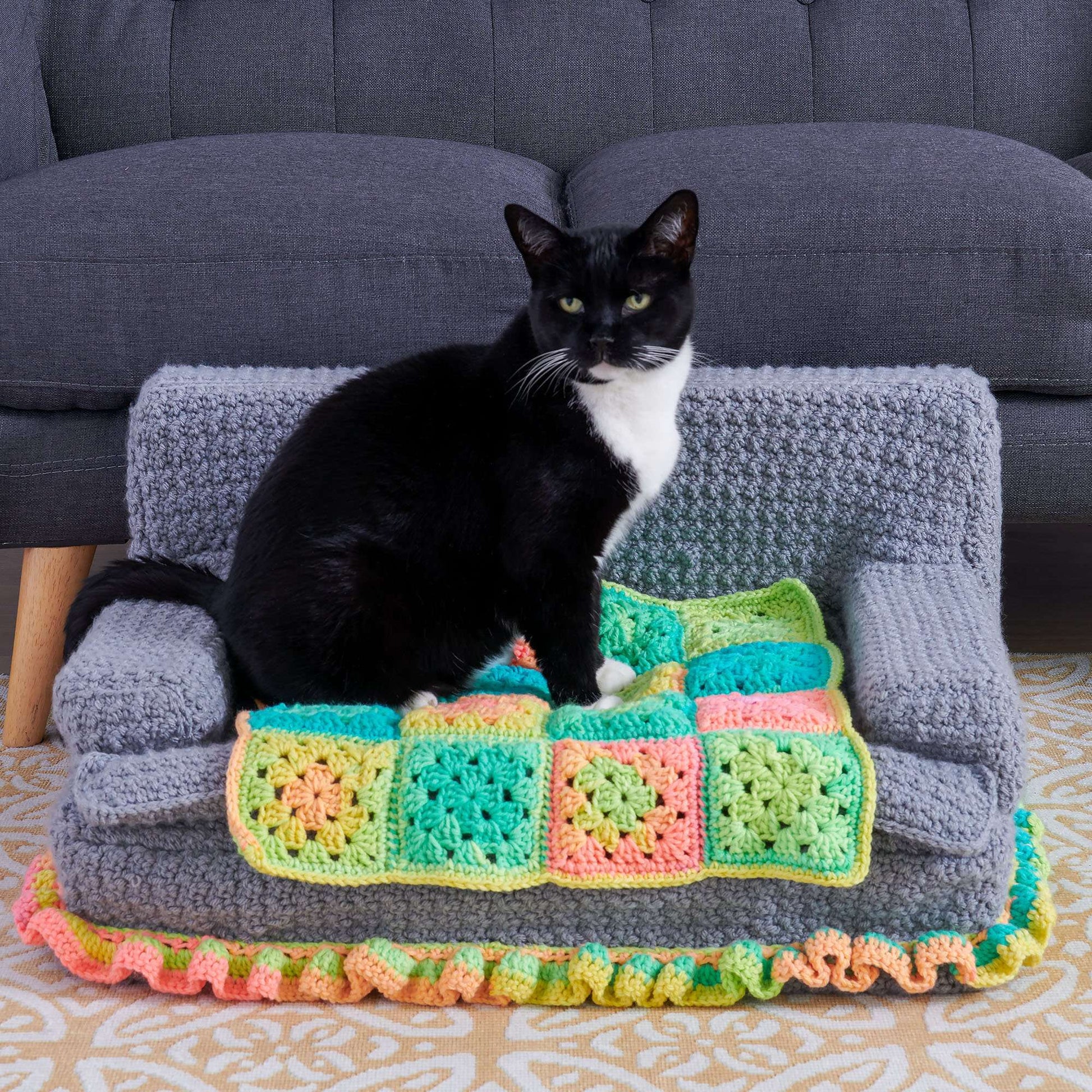 Red Heart Crochet Cat Couch Single Size