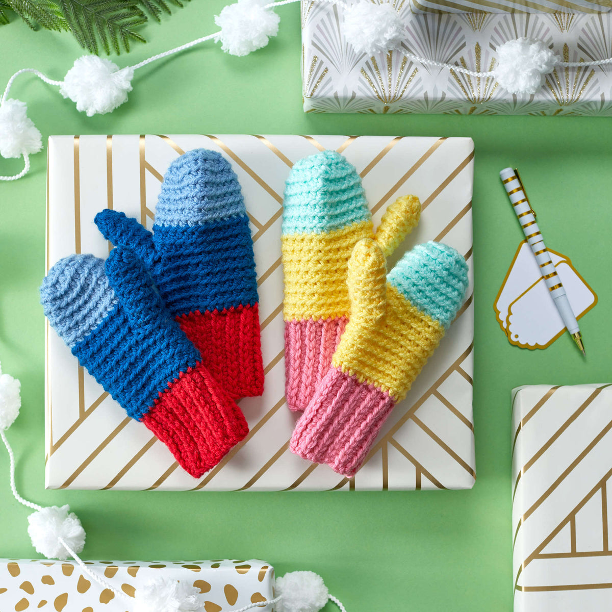 Crochet Mittens made in Red Heart With Love Yarn