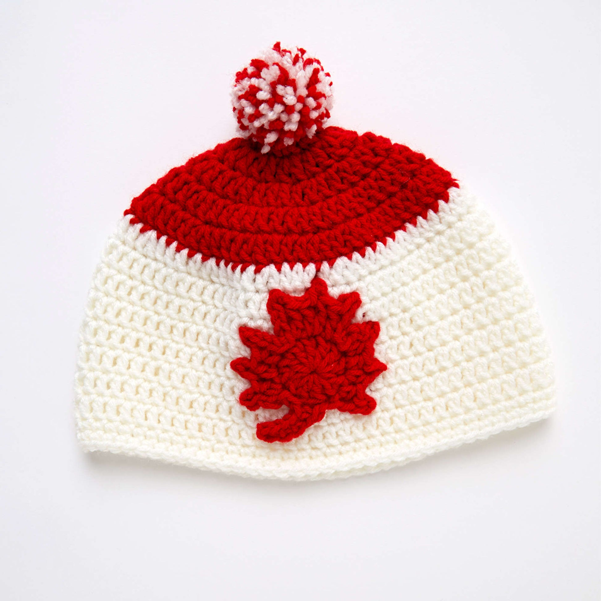 Free Red Heart Crochet Adult Maple Leaf Hat Pattern