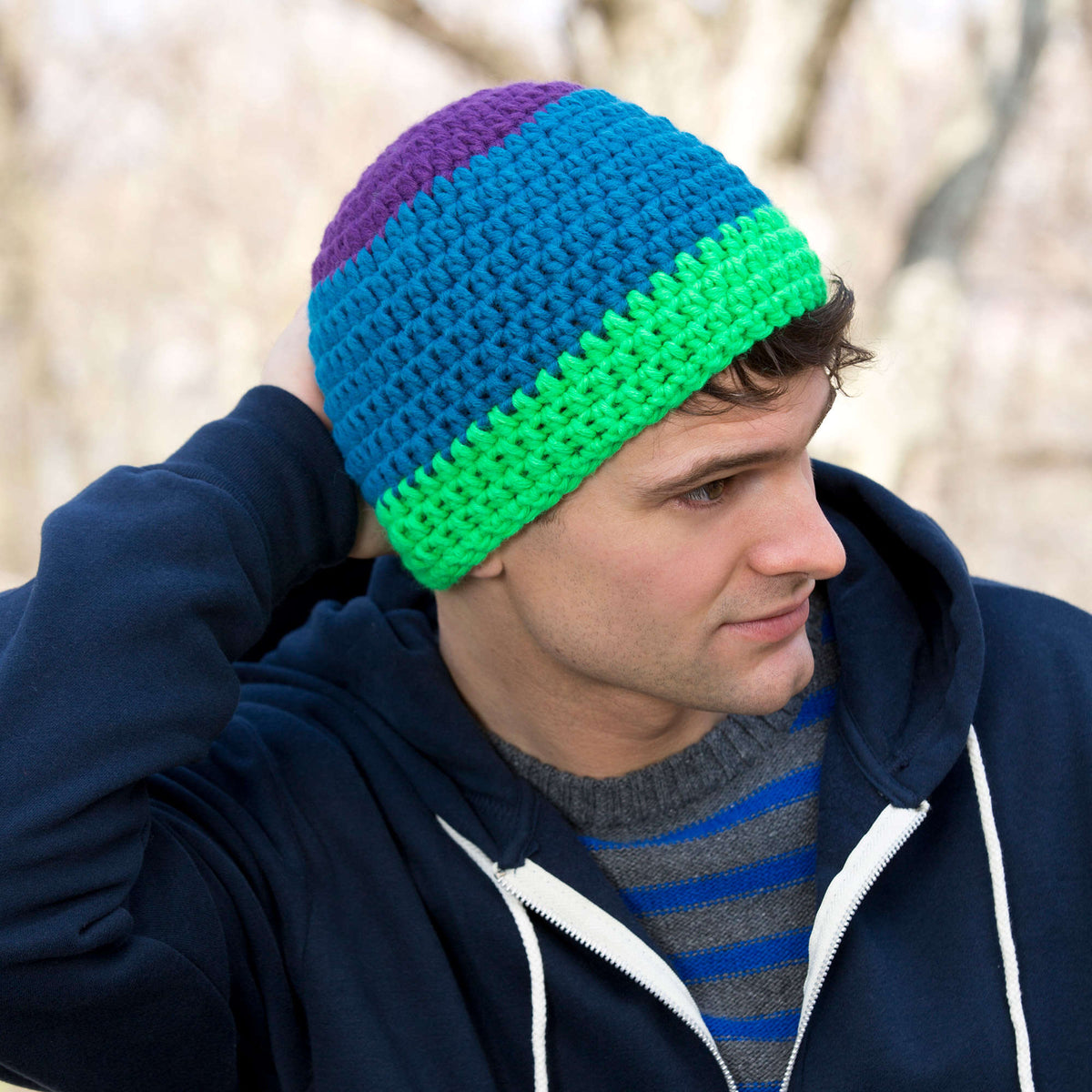 Crochet Hat made in Red Heart Heads Up Yarn